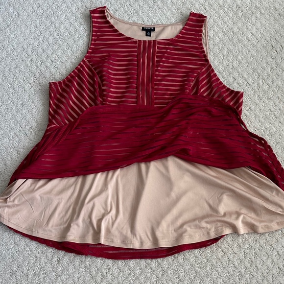 Torrid Shadow Stripe Peplum Top/Blouse Dark Red Size 3X NWT - Picture 6 of 15